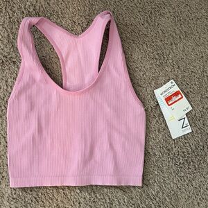 Zella Soft Pink Ribbed Activewear Top